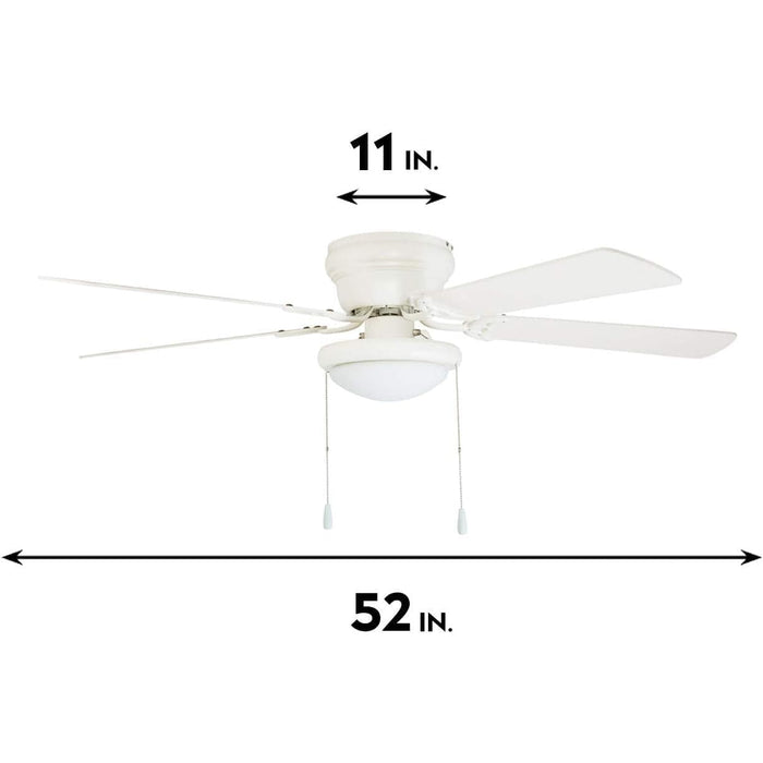 52 in. White Ceiling Fan with Bowl Light Kit, Best Flush Mount Ceiling Fans-5-ErisView