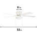 52 in. White Ceiling Fan with Bowl Light Kit, Best Flush Mount Ceiling Fans-5-ErisView