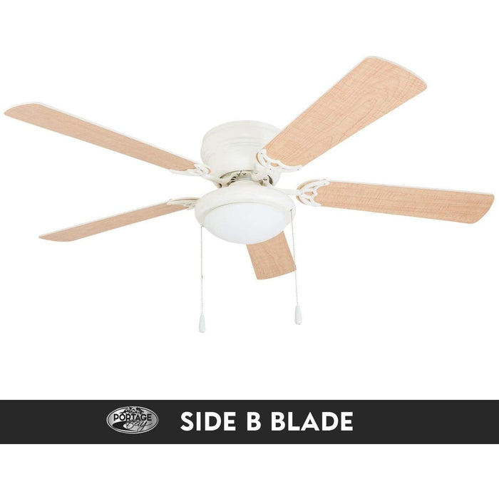 52 in. White Ceiling Fan with Bowl Light Kit, Best Flush Mount Ceiling Fans-6-ErisView