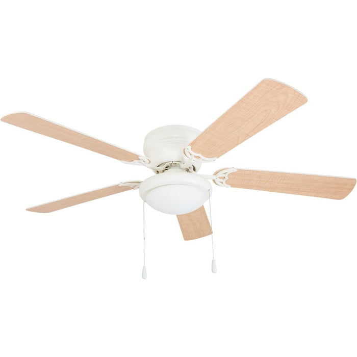 52 in. White Ceiling Fan with Bowl Light Kit, Best Flush Mount Ceiling Fans-8-ErisView