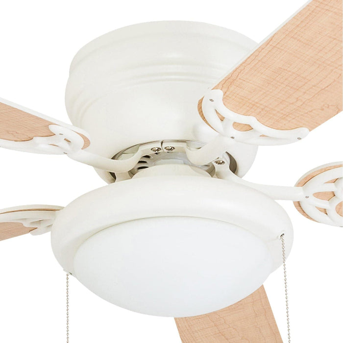 52 in. White Ceiling Fan with Bowl Light Kit, Best Flush Mount Ceiling Fans-9-ErisView