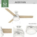 52 in. White Ceiling Fan with LED Light Kit and Pull Chain, Ceiling Hugger Ceiling Fan with Light-2-ErisView