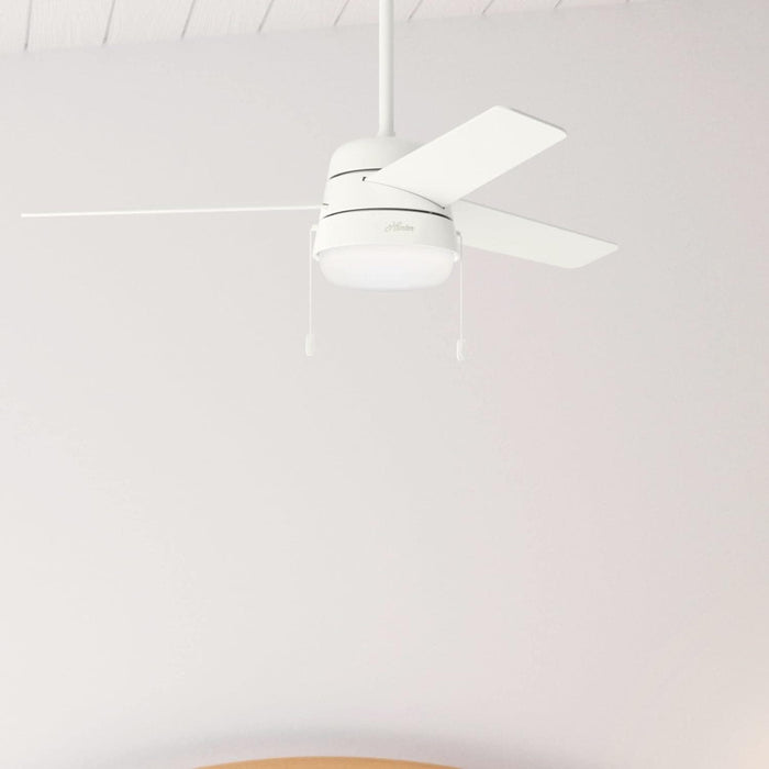 52 in. White Ceiling Fan with LED Light Kit and Pull Chain, Ceiling Hugger Ceiling Fan with Light-4-ErisView