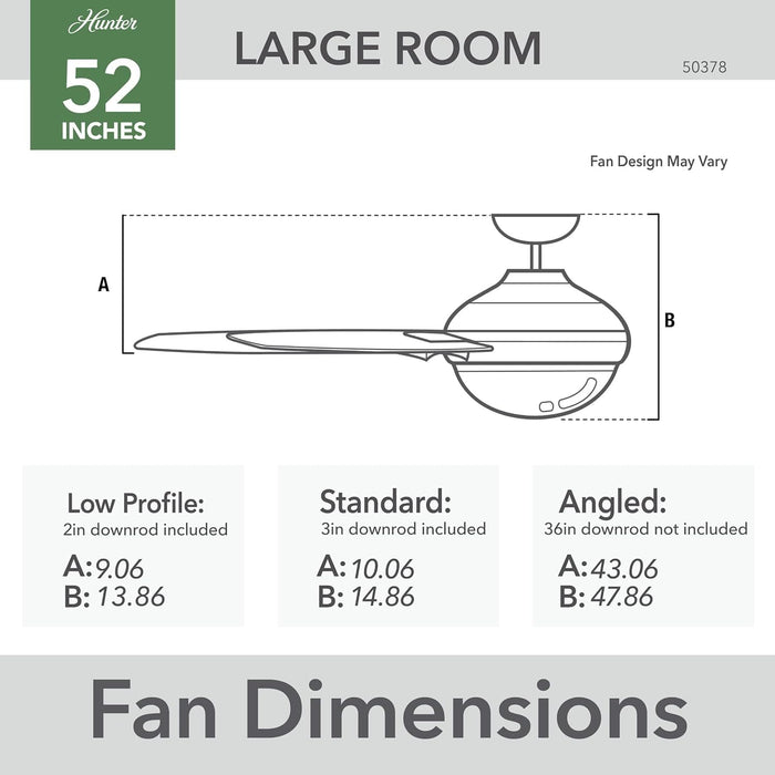 52 in. White Ceiling Fan with LED Light Kit and Pull Chain, Ceiling Hugger Ceiling Fan with Light-5-ErisView