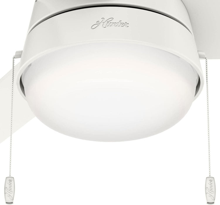 52 in. White Ceiling Fan with LED Light Kit and Pull Chain, Ceiling Hugger Ceiling Fan with Light-6-ErisView