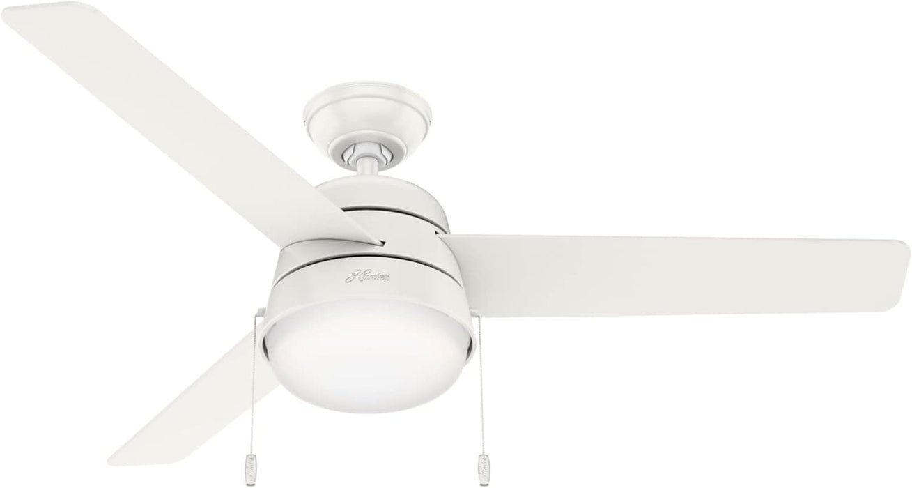 52 in. White Ceiling Fan with LED Light Kit and Pull Chain, Ceiling Hugger Ceiling Fan with Light-1-ErisView