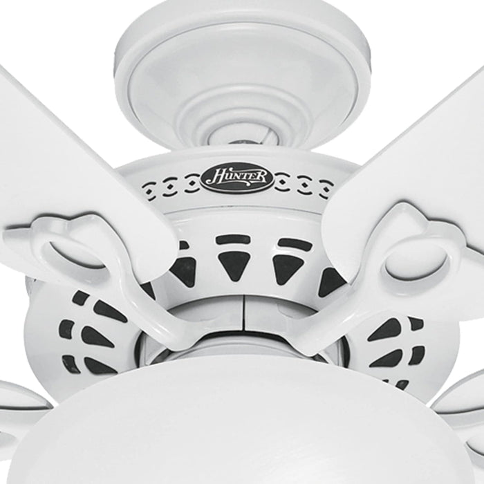 52 in. White Ceiling Fan with LED Light Kit and Pull Chain, Hugger Ceiling Fan with Light-7-ErisView