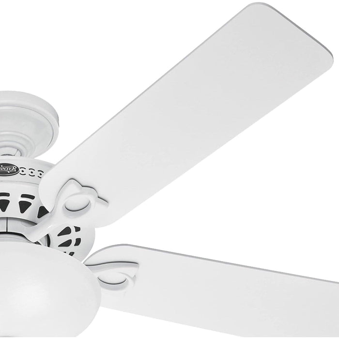 52 in. White Ceiling Fan with LED Light Kit and Pull Chain, Hugger Ceiling Fan with Light-8-ErisView