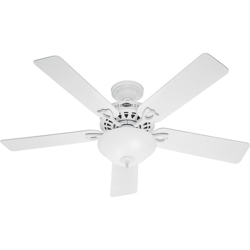 52 in. White Ceiling Fan with LED Light Kit and Pull Chain, Hugger Ceiling Fan with Light-1-ErisView