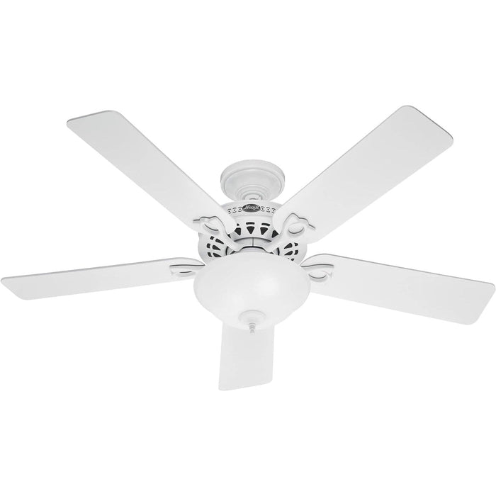 52 in. White Ceiling Fan with LED Light Kit and Pull Chain, Hugger Ceiling Fan with Light-1-ErisView