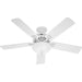 52 in. White Ceiling Fan with LED Light Kit and Pull Chain, Hugger Ceiling Fan with Light-1-ErisView