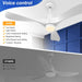 52 in. White Ceiling Fan with Light, Smart Fans with Remote Alexa Google Home Tuya APP Control, Indoor Low Ceiling Fan, Elegant Ceiling Fans-8-ErisView