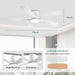 52 in. White Ceiling Fan with Low Profile Light and Remote, Flush Mount Outdoor Ceiling Fan, Noiseless Reversible Fan in Winter Summer-2-ErisView