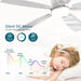 52 in. White Ceiling Fan with Low Profile Light and Remote, Flush Mount Outdoor Ceiling Fan, Noiseless Reversible Fan in Winter Summer-4-ErisView
