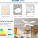 52 in. White Ceiling Fan with Low Profile Light and Remote, Flush Mount Outdoor Ceiling Fan, Noiseless Reversible Fan in Winter Summer-7-ErisView