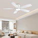 52 in. White Ceiling Fan with Low Profile Light and Remote, Flush Mount Outdoor Ceiling Fan, Noiseless Reversible Fan in Winter Summer-9-ErisView