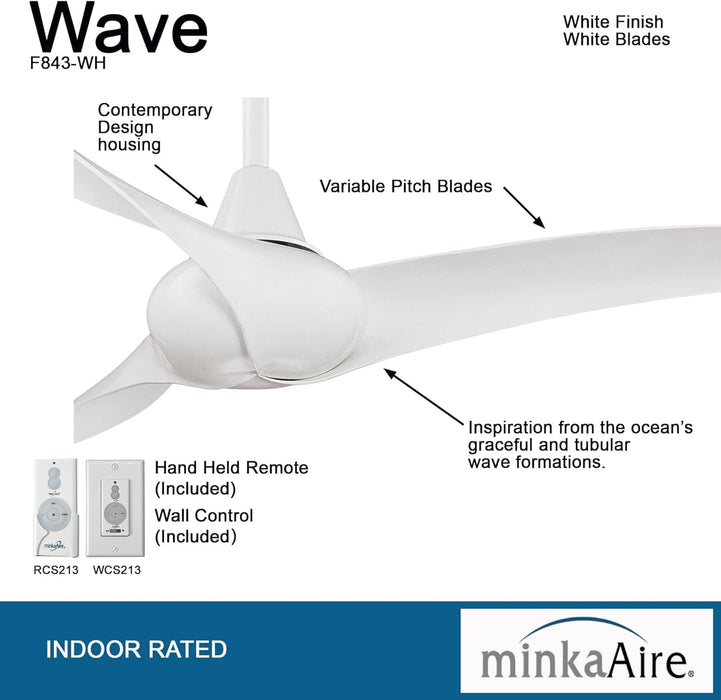 52 in. White Ceiling Fan with Wall Control, Mid Century Modern Ceiling Fan-3-ErisView