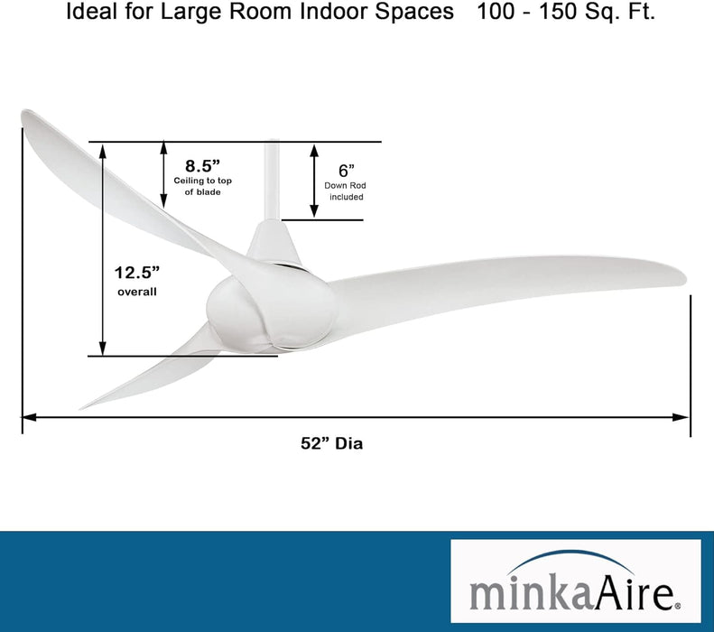 52 in. White Ceiling Fan with Wall Control, Mid Century Modern Ceiling Fan-4-ErisView