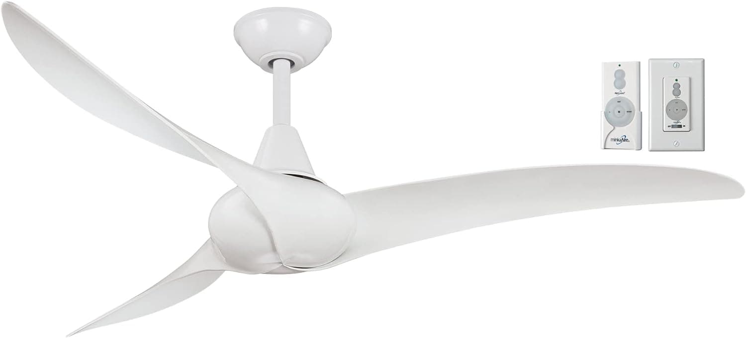 52 in. White Ceiling Fan with Wall Control, Mid Century Modern Ceiling Fan-1-ErisView