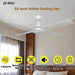 52 in. White Ceiling Fans without Lights, Indoor Outdoor Ceiling Fan with Remote Control for Bedroom Living Room Kitchen Dining Room-2-ErisView