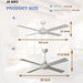 52 in. White Ceiling Fans without Lights, Indoor Outdoor Ceiling Fan with Remote Control for Bedroom Living Room Kitchen Dining Room-4-ErisView