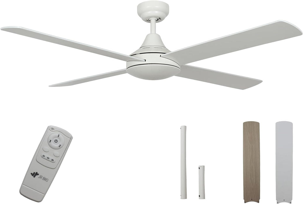 52 in. White Ceiling Fans without Lights, Indoor Outdoor Ceiling Fan with Remote Control for Bedroom Living Room Kitchen Dining Room-1-ErisView