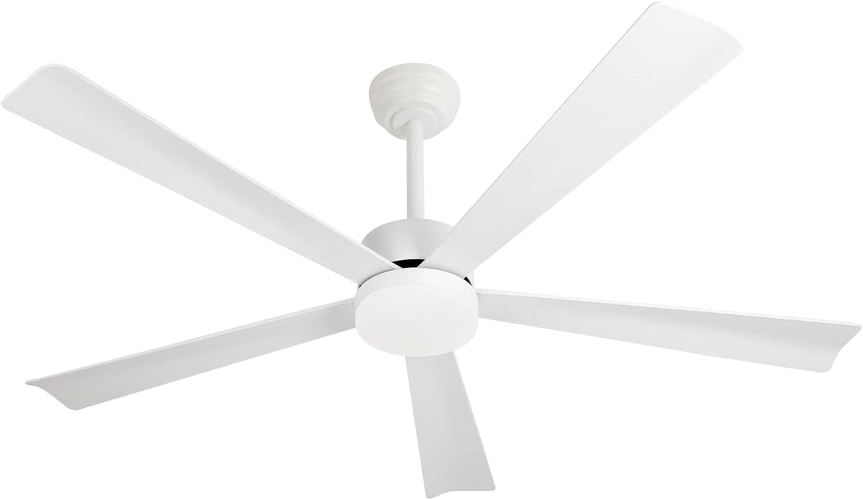 52 in. White Dimmable Reversible DC Ceiling Fan, 5 Blade Ceiling Fan with Light Remote, Indoor Ceiling Fan for Bedroom Kitchen, Outdoor Patio Fan-1-ErisView