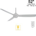 52 in. White Flat Ceiling Fan, IndoorOutdoor Ceiling Fans without Lights-3-ErisView