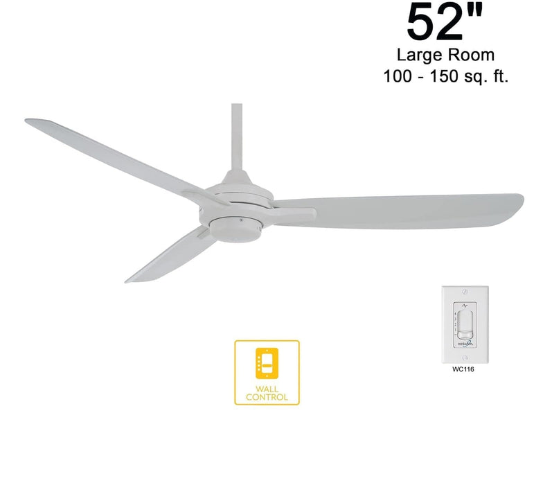 52 in. White Flat Ceiling Fan, IndoorOutdoor Ceiling Fans without Lights-3-ErisView