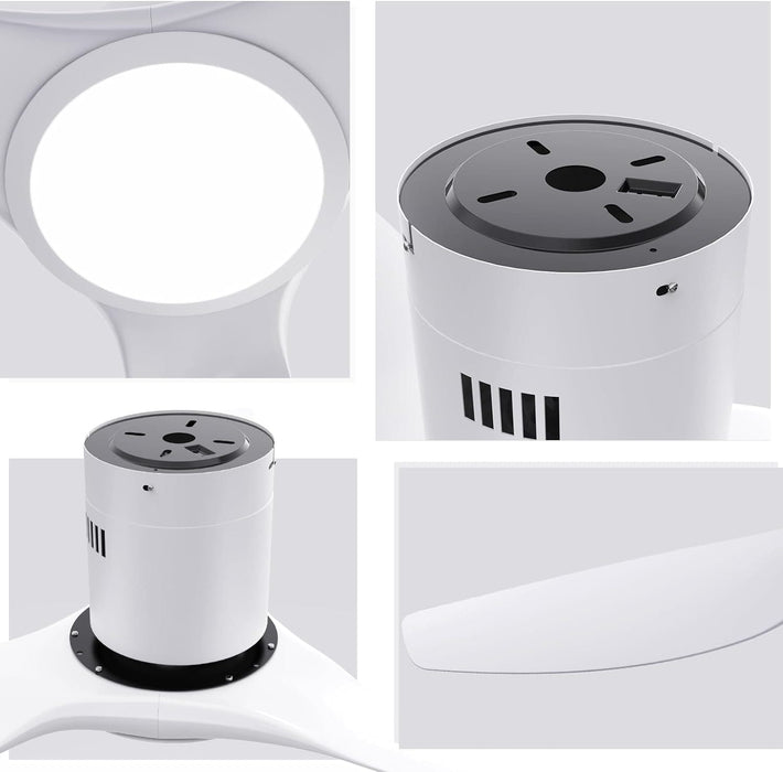 52 in. White Flush Mount Ceiling Fans with Remote, Modern Ceiling Fan with Low Profile Light, Quite Reversible DC Ceiling Fan-3-ErisView