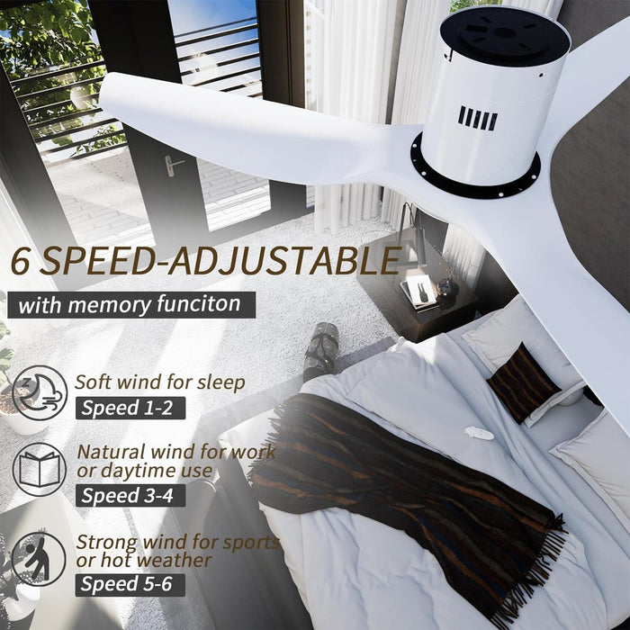 52 in. White Flush Mount Ceiling Fans with Remote, Modern Ceiling Fan with Low Profile Light, Quite Reversible DC Ceiling Fan-4-ErisView