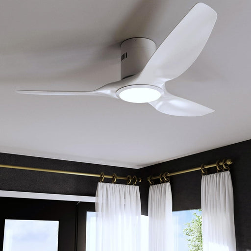 52 in. White Flush Mount Ceiling Fans with Remote, Modern Ceiling Fan with Low Profile Light, Quite Reversible DC Ceiling Fan-1-ErisView