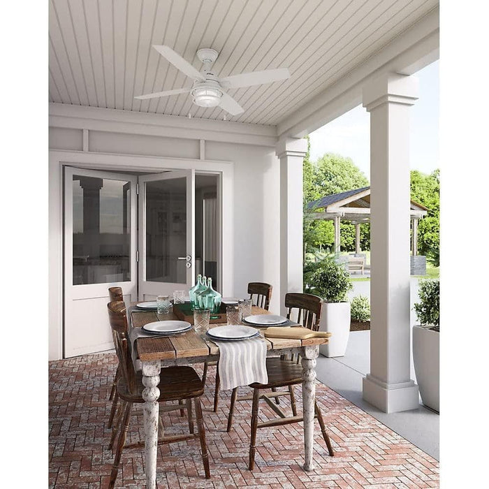52 in. White Indoor Outdoor Ceiling Fans with LED Light Kit and Pull Chain, Hugger Ceiling Fan with Light, Four Blade Ceiling Fan-2-ErisView