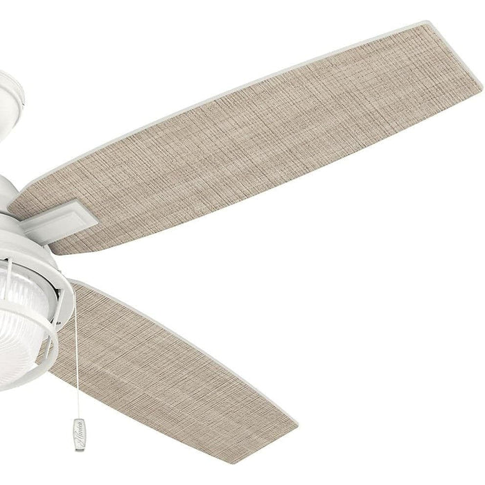 52 in. White Indoor Outdoor Ceiling Fans with LED Light Kit and Pull Chain, Hugger Ceiling Fan with Light, Four Blade Ceiling Fan-4-ErisView