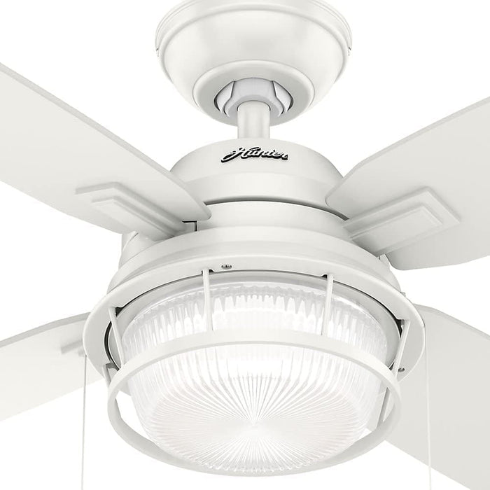52 in. White Indoor Outdoor Ceiling Fans with LED Light Kit and Pull Chain, Hugger Ceiling Fan with Light, Four Blade Ceiling Fan-6-ErisView