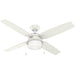 52 in. White Indoor Outdoor Ceiling Fans with LED Light Kit and Pull Chain, Hugger Ceiling Fan with Light, Four Blade Ceiling Fan-1-ErisView
