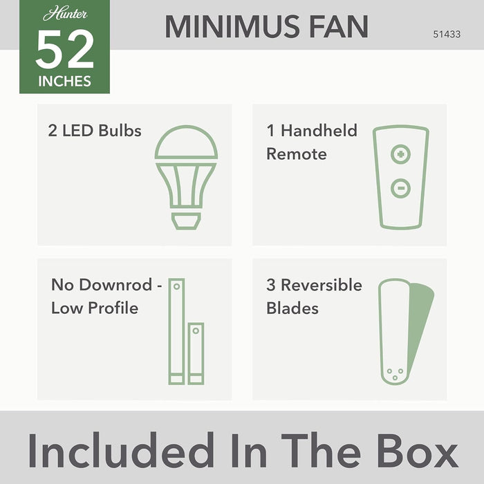 52 in. White Low Profile Ceiling Fan with LED Light Kit and Handheld Remote, Ceiling Hugger Ceiling Fans-8-ErisView