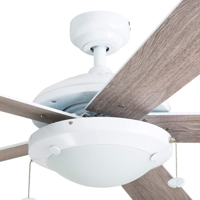 52 in. White Modern LED Ceiling Fan with Light Pull Chain, Reversible Ceiling Fan Winter Summer-13-ErisView