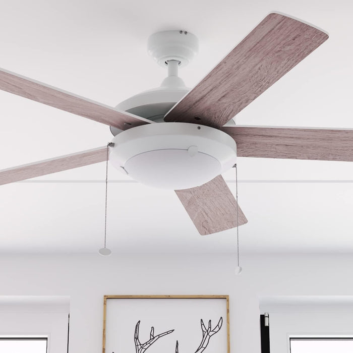 52 in. White Modern LED Ceiling Fan with Light Pull Chain, Reversible Ceiling Fan Winter Summer-2-ErisView