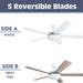 52 in. White Modern LED Ceiling Fan with Light Pull Chain, Reversible Ceiling Fan Winter Summer-3-ErisView