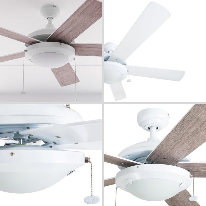 52 in. White Modern LED Ceiling Fan with Light Pull Chain, Reversible Ceiling Fan Winter Summer-6-ErisView