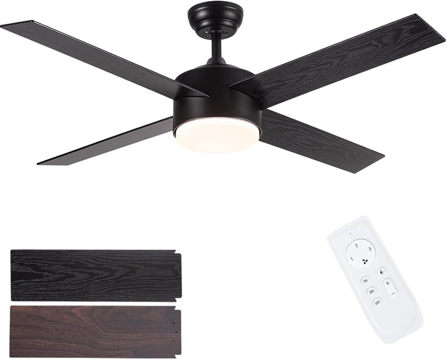 52 in. White Remote Ceiling Fan with Light, Modern Bedroom Ceiling Fans, Kitchen Ceiling Fans, Outdoor Dimmable Reversible Quiet Ceiling Fans-20-ErisView
