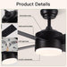 52 in. White Remote Ceiling Fan with Light, Modern Bedroom Ceiling Fans, Kitchen Ceiling Fans, Outdoor Dimmable Reversible Quiet Ceiling Fans-26-ErisView