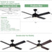 52 in. White Remote Ceiling Fan with Light, Modern Bedroom Ceiling Fans, Kitchen Ceiling Fans, Outdoor Dimmable Reversible Quiet Ceiling Fans-27-ErisView