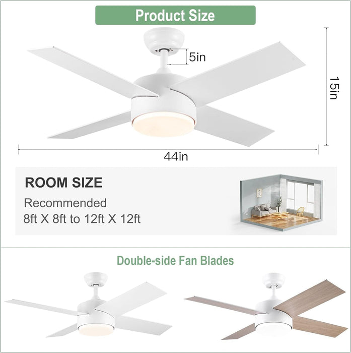 52 in. White Remote Ceiling Fan with Light, Modern Bedroom Ceiling Fans, Kitchen Ceiling Fans, Outdoor Dimmable Reversible Quiet Ceiling Fans-37-ErisView