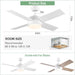 52 in. White Remote Ceiling Fan with Light, Modern Bedroom Ceiling Fans, Kitchen Ceiling Fans, Outdoor Dimmable Reversible Quiet Ceiling Fans-37-ErisView