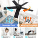 52 in. White Remote Ceiling Fan with Light, Modern Bedroom Ceiling Fans, Kitchen Ceiling Fans, Outdoor Dimmable Reversible Quiet Ceiling Fans-40-ErisView