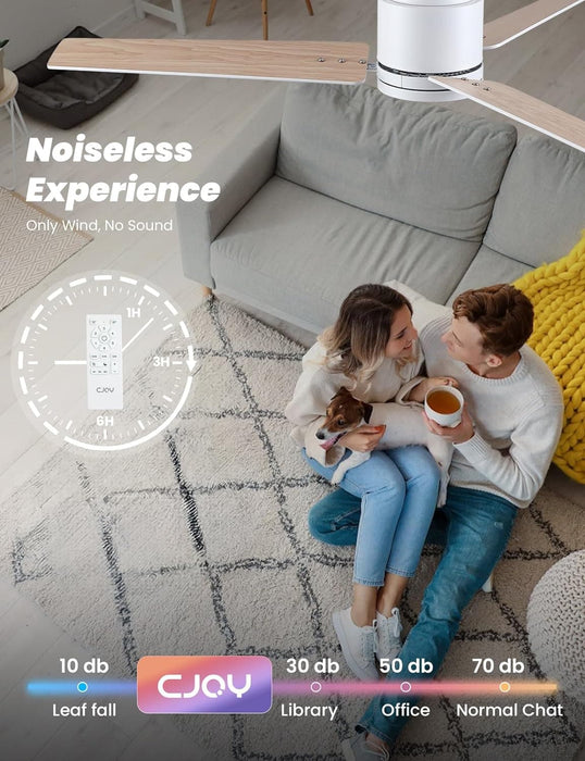 52 in. White Remote Control Ceiling Fan and Light, Flush Mount Reversible Quiet Ceiling Fans, Modern Dimmable Ceiling Fan for Bedroom Living Room -3-ErisView