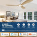 52 in. White Smart Wood Ceiling Fan with Light Remote Alexa Wi-Fi APP Control, Natural Wood Reversible Quiet Ceiling Fans, Dimmable High Speed Ceiling Fan-3-ErisView