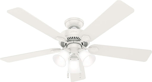 52 in. White Unique Ceiling Fans with Lights Kit and Pull Chain, Hugger Ceiling Fan with Light-1-ErisView